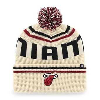 Men's '47 Natural Miami Heat Quattrle Cuffed Knit Hat with Pom