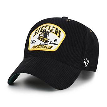 Men's '47 Black Pittsburgh Steelers Throwback Accordia Corduroy MVP Adjustable Hat