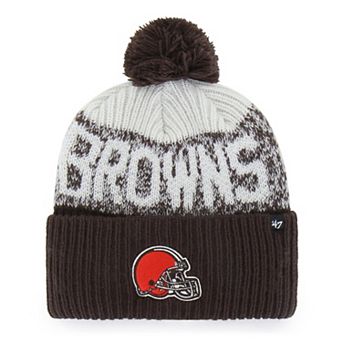 Men's '47 Brown Cleveland Browns Bone Chill Cuffed Knit Hat with Pom