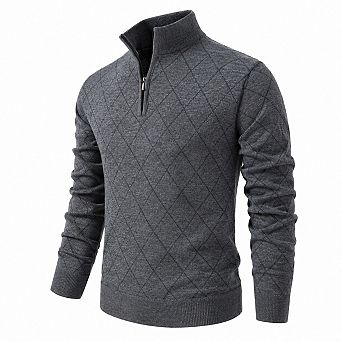 Men's Quarter Zip Lightweight Knit Pullover Sweater Casual Warm Wear