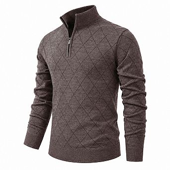 Men's Quarter Zip Lightweight Knit Pullover Sweater Casual Warm Wear