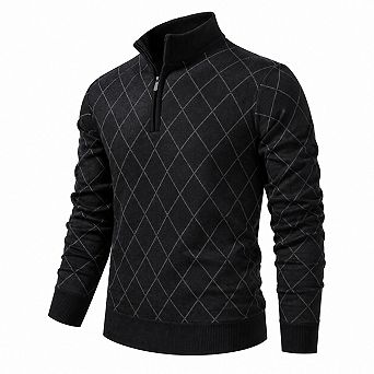 Men's Quarter Zip Lightweight Knit Pullover Sweater Casual Warm Top