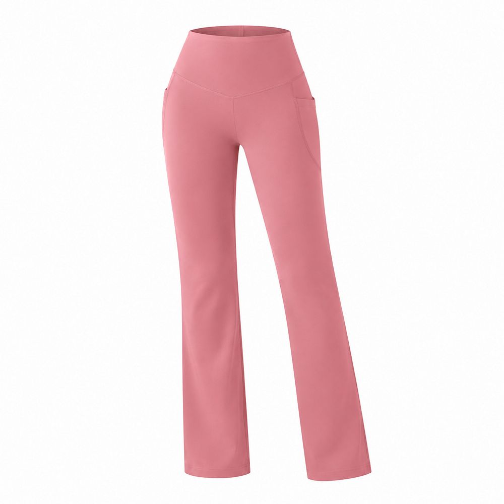 Womens High Waist Straight Leg Yoga Pants With Side Pockets Stretchy ...