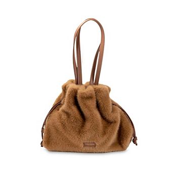 Campo Marzio Roma 1933 Women's Drawstring Closure Sugar Faux Fur Shoulder Bag