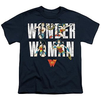 Wonder Woman Illustrated Type Short Sleeve Youth T-Shirt