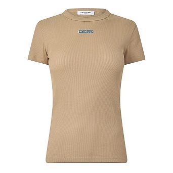Lacoste Womens/Ladies Ribbed Fleece Crew Neck T-Shirt