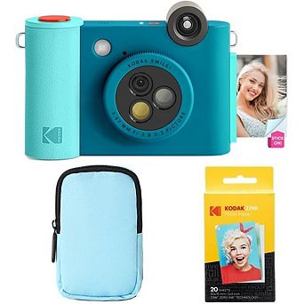 Kodak Smile+ 2-in-1 Instant Camera & Bluetooth Printer Starter Bundle w/ Blue Case