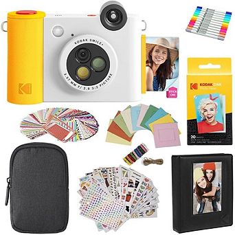 Kodak Smile+ 2-in-1 Instant Print Camera Gift Bundle w/ Black Case, Zink 20 pk & Accessories