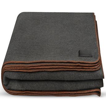 Ever Ready Wool Blanket 80% Warm Washable Outdoor Camping Emergency 96x66 Grey 5Lbs