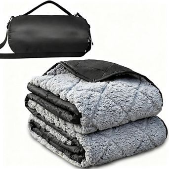 Waterproof Outdoor Blanket 82x55 Sherpa Fleece Lined Windproof Camping Picnic