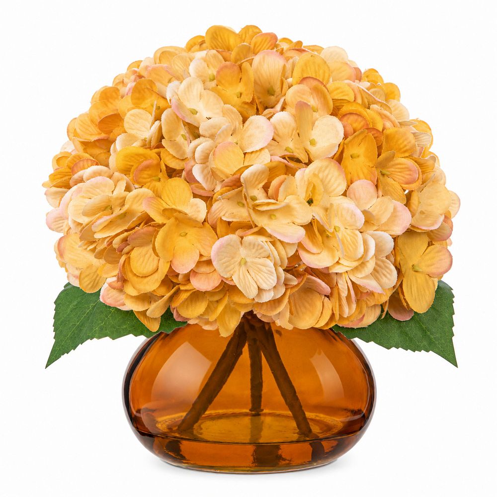 Artificial Fall Flowers In Glass Vase Silk Faux Arrangements For Home Decor