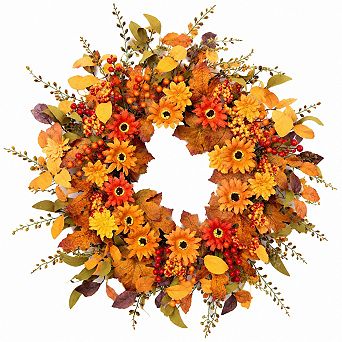 Artificial Fall Wreath Handmade Grapevine Base For Home Decor Farmhouse