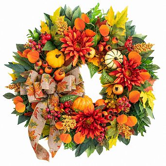 Rustic Fall Wreath For Front Door Indoor Outdoor Seasonal Decor