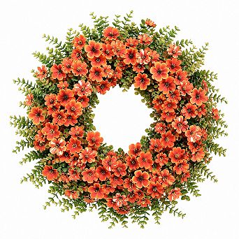 Artificial Silk Flower Eucalypt Wreath Indoor Outdoor Fall Decoration
