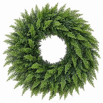Artificial Lifelike Touch Cedar Wreath For Front Door Decor
