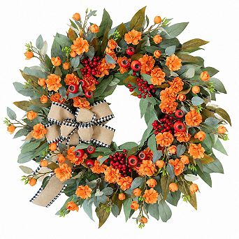 24 Inch Sunflower Berry Fall Front Door Decor Wreath