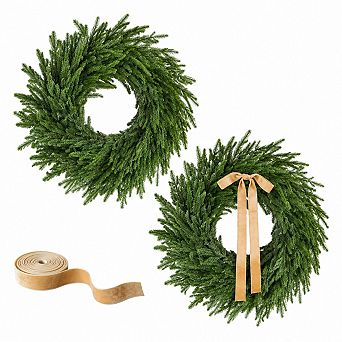 24 Inch Real Touch Norfolk Pine Wreath Artificial Holiday Home Decor