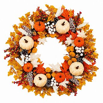 Fall Wreaths For Front Door Pumpkin Thanksgiving Halloween Decor