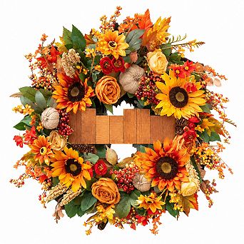 Artificial Floral Arrangement Hydrangea Peony Pumpkin Harvest Home Decor