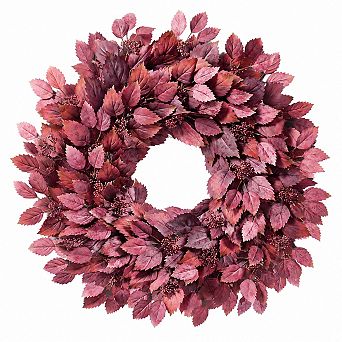 Artificial Hibiscus Leaves Fall Wreath Lifelike Berries Front Door Decor