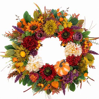 24 Inch Fall Wreaths For Front Door Farmhouse Harvest Wreath