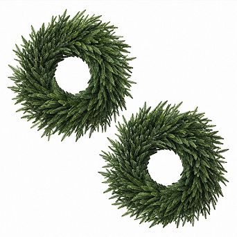Realistic Artificial Christmas Pine Wreath, Flexible Evergreen Holiday Decor Versatile Display
