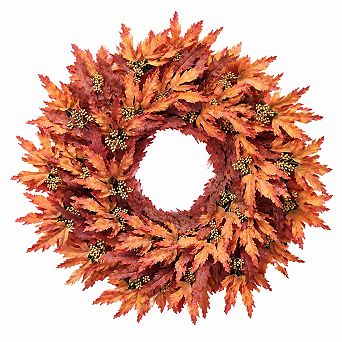 Artificial Fall Maple Leaves Wreath For Front Door Home Decoration