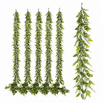 6-Pack Artificial Faux Greenery Garland Versatile Decor