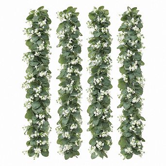 4-Pack Artificial Eucalyptus Garland Vines Faux Plants Decor