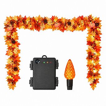 10FT Battery Operated Fall Garland with Lights Thanksgiving Decor Indoor Outdoor