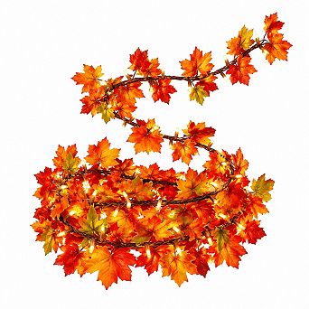 9ft UL Certified Connectable Fall Garland Lights Pinecones Berries Thanksgiving Decor