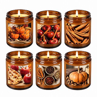 6 pc Fall Scented Soy Wax Candles Autumn Fragrance Set