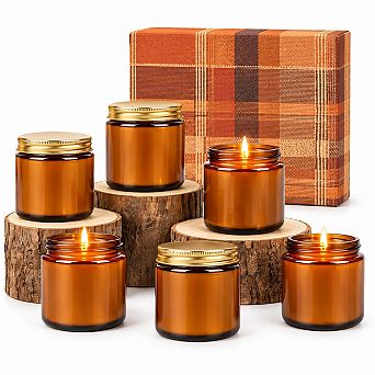 6-Pack Fall Scented Candles Natural Soy Wax Long Lasting Home Fragrance