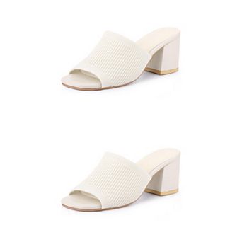 2 Pairs Women's Square Toe Slip-On Chunky Heel Slides