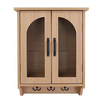 Oldslab Multi-Functional Wood Wall Mounted Storage Cabinet With Hooks