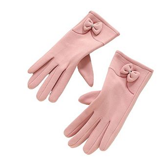 Women's Bowknot Elastic Plus‑Velvet‑Lined Touch‑Screen Winter Cycling Gloves