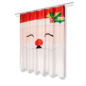 Santa's Face Christmas Fabric Shower Curtain - 70"x72", Multi