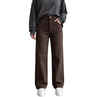 Women High Waist Wide Leg Jeans Loose Fit Denim Pants Casual Fashion Trousers