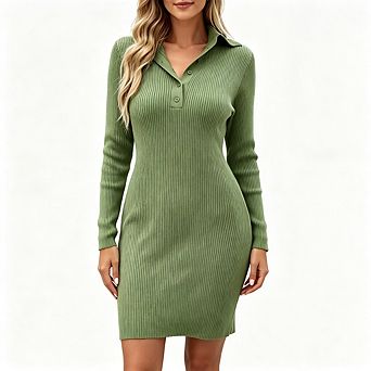 Collared Knit Slim mini Dress