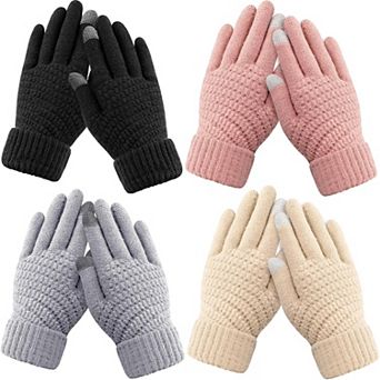 Womens Winter Gloves, Warm Touchscreen Gloves for Cold Weather,4 Pairs Touchscreen Gloves