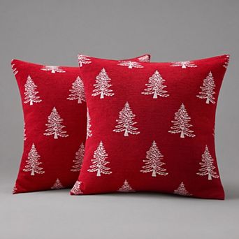 Chenille Christmas Pillow Covers 18x18 Inch Set of 2,Double-Sided Soft Winter Holiday Decorative