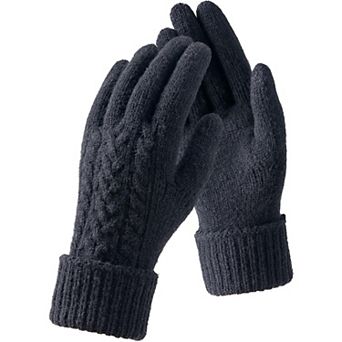 Womens Winter Gloves Folding Cuffs Touchscreen Soft Skin-Friendly Jacquard Thin Knit Warm Glove