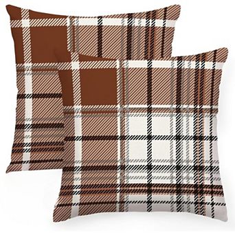 2Pack Fall Pillow Covers 18x18 Tartan Plaid Fall Decorations for Home,Sofa Bed Patio Decor