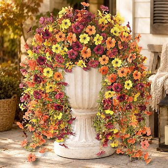 UV Resistant Artificial Fall Flowers Outdoor Mums Home Decor