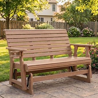 2-Seat HIPS Patio Glider with Cup Holders, Durable HIPS Material, All-Weather Resistant