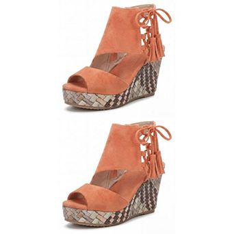 2 Pairs Women's Lace-Up Peep Toe Wedge Platform Sandals Bohemian Casual Summer Shoes