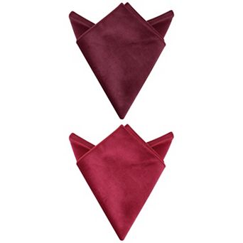 2 Packs Men Velvet Solid Color Self Fold Pocket Square for Suit Formal