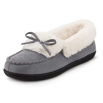 Womens Faux Suede Lined Moccasin Slipper