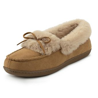 Womens Faux Suede Lined Moccasin Slipper