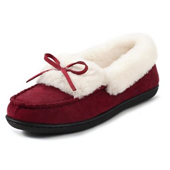 Womens Faux Suede Lined Moccasin Slipper